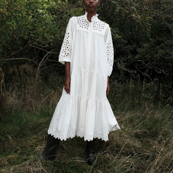 Tuckernuck Sea New York White Cotton Eyelet Boho Midi Dress